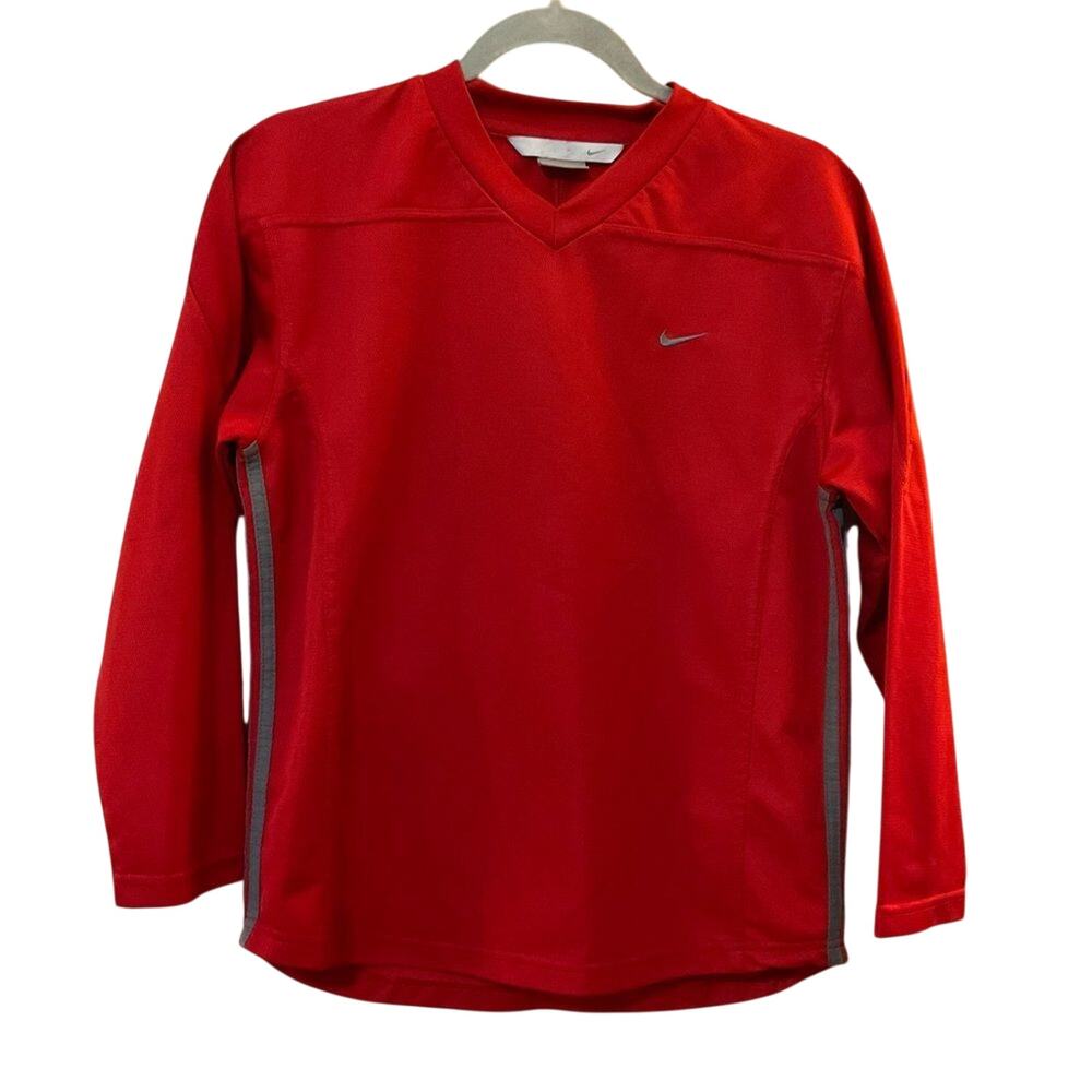 Nike Boys Long Sleeve Dry Training Top Size Medium Red Shirt Youth